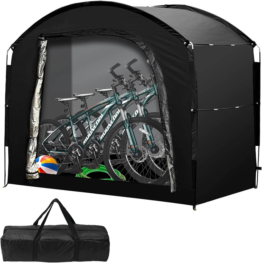 HZT Large Bike Storage Tent - 47 Depth Storage for Over 3 Bikes Waterproof Anti-uv High-capacity Outdoor Bicycle Cover, Lawn Mower Garden Tools Shed, Backyard Storage Room Tent Shelter W/Fixing Peg Ropes