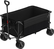 Mdeam 220L Collapsible Foldable Wagon, Heavy Duty Folding Utility Cart with Big All-Terrain Beach Wheels, Cup Holders, Side Pockets and Adjustable Handle.