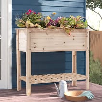  SIMFLAG Raised Garden Bed,Wood Planters Bed with Large Storage Shelf,