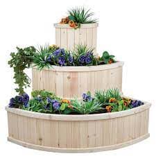 Three-Tiered Cascade Wooden Planter