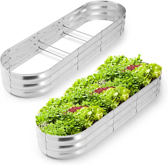 POTEY Galvanized Raised Garden Beds 2pcs Metal Planter Bed